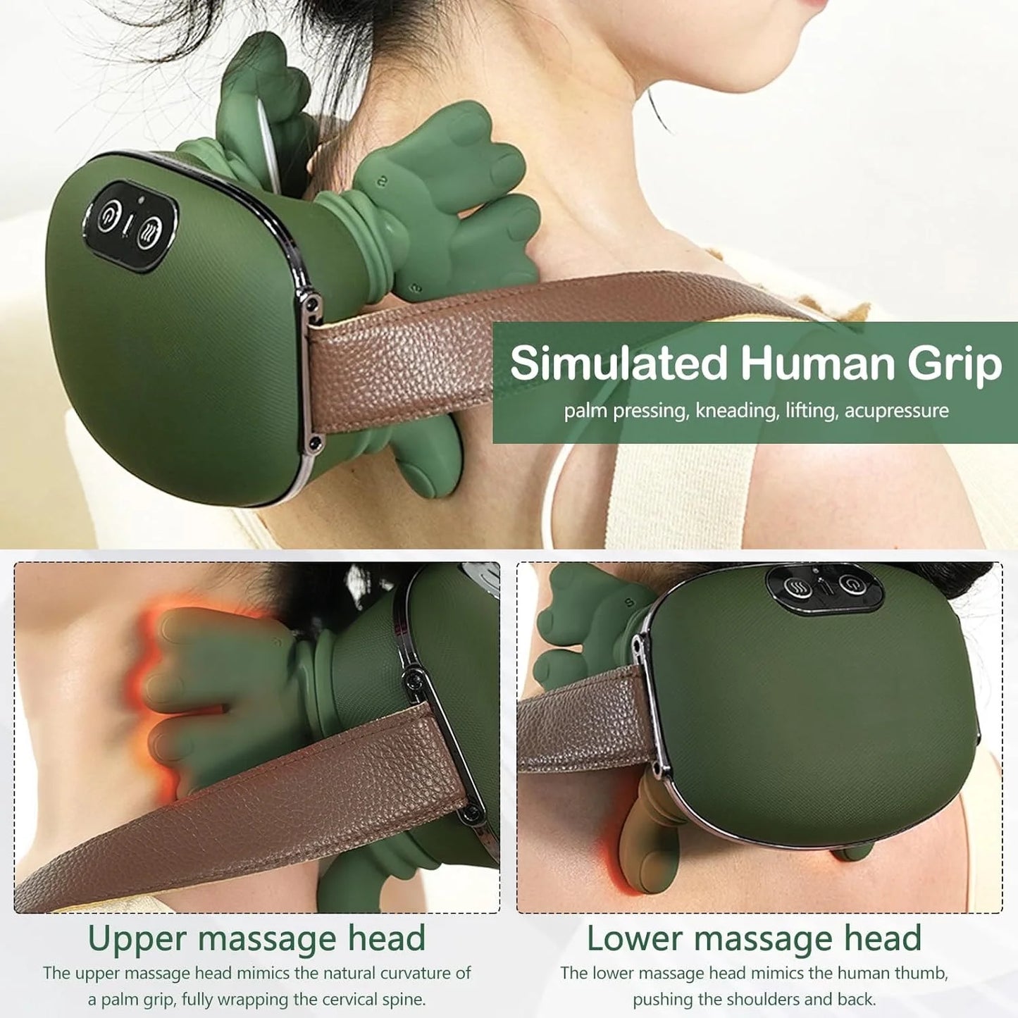 Neck Massager Bionic Heated Massager, Neck Massager for Pain Relief Deep Tissue, Simulated Human Hand Design for Pain Relief and Muscle Relax